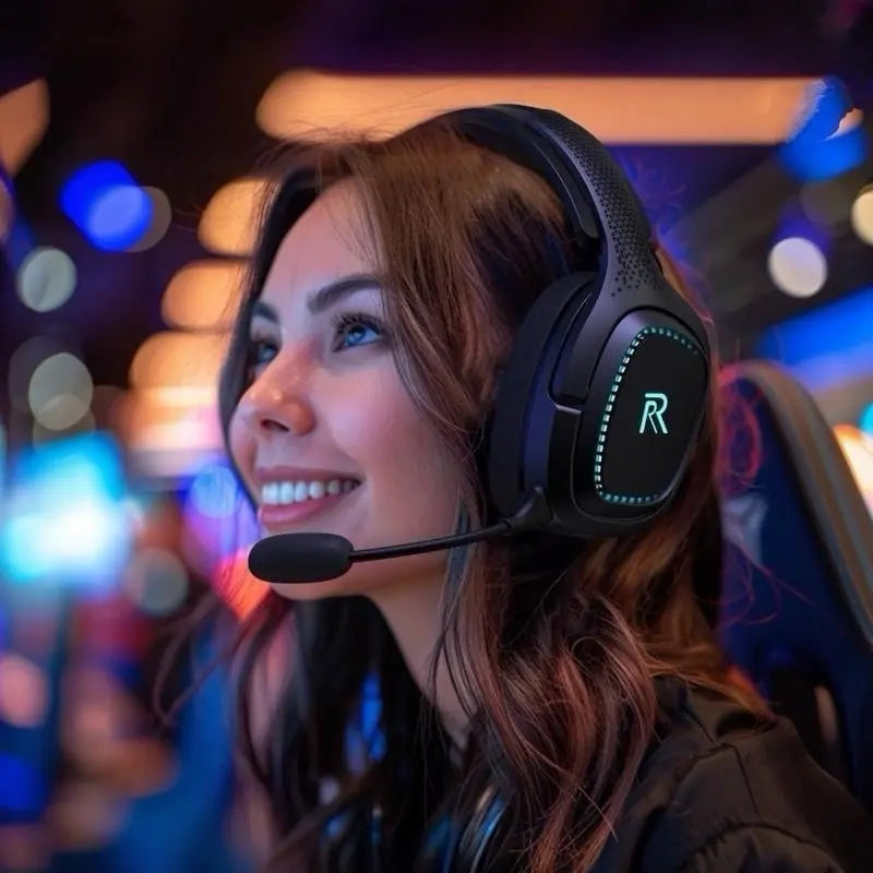 Captain 700 Pro Wireless Gaming Headset for PS5, PC, Xbox,Bluetooth 5.3 Headphones with Noise-Canceling Mic, 3D Surround Sound, RGB Light,White