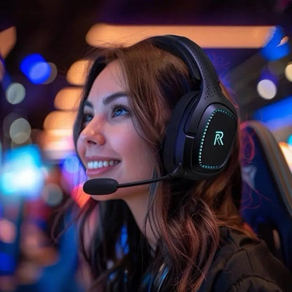 Captain 700 Pro Wireless Gaming Headset for PS5, PC, Xbox,Bluetooth 5.3 Headphones with Noise-Canceling Mic, 3D Surround Sound, RGB Light,White