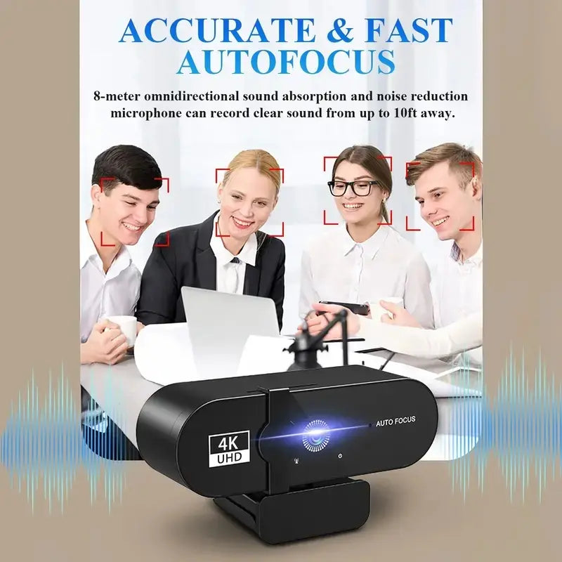 4K Webcam (Choose 1080P/4K) – Noise-Canceling Mics, Wide-Angle Lens, Privacy Cover, Autofocus USB Camera for Pc/Laptop Gaming, Streaming, Zoom/Skype, HDR, Low-Light Correction, Plug & Play, USB Computer Webcam, Live Streaming Gadget, Gaming Items