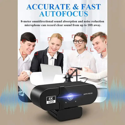 4K Webcam (Choose 1080P/4K) – Noise-Canceling Mics, Wide-Angle Lens, Privacy Cover, Autofocus USB Camera for Pc/Laptop Gaming, Streaming, Zoom/Skype, HDR, Low-Light Correction, Plug & Play, USB Computer Webcam, Live Streaming Gadget, Gaming Items