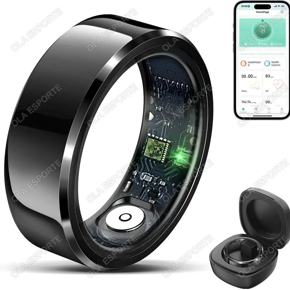 Men Women Smart Health Ring, IP68 Waterproof Heart Rate Blood Pressure Sleep Tracker