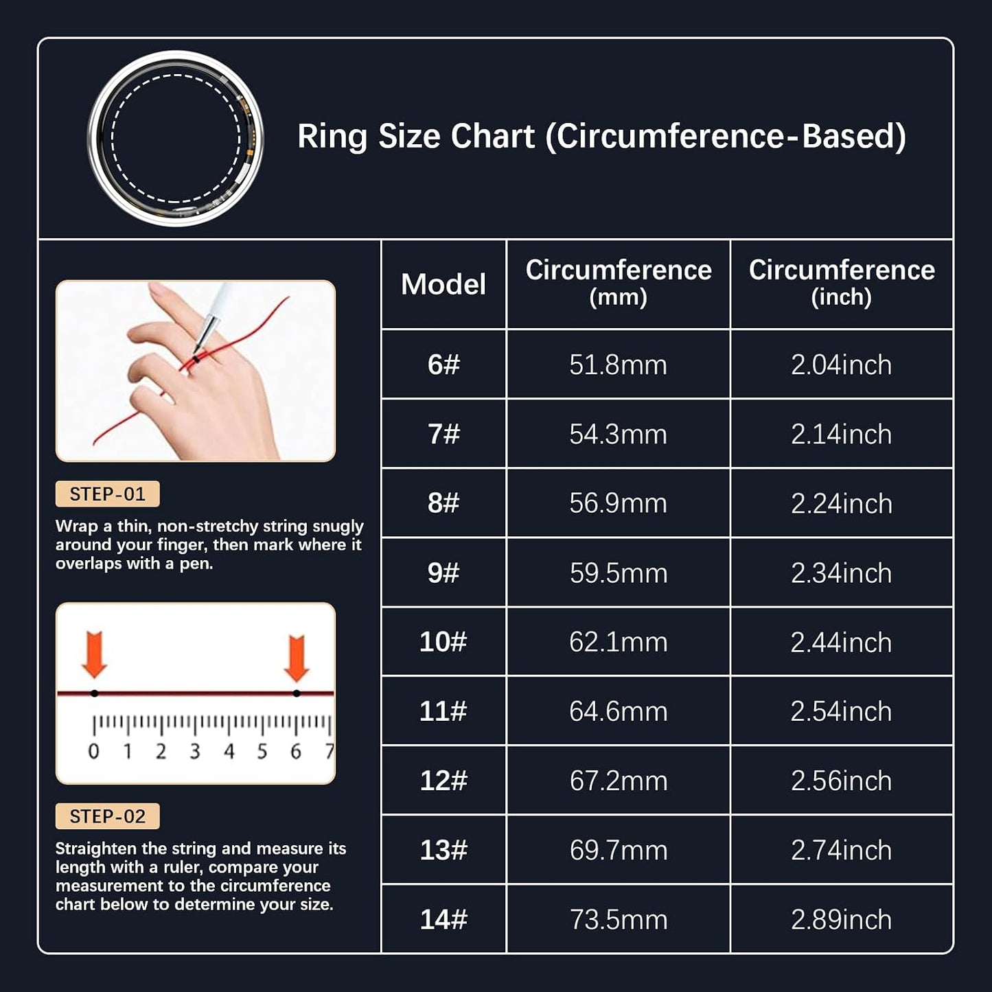 Smart Rings for Women Men, Fitness Ring with Heart Rate, Blood Oxygen, HRV, Stress, Sleep Tracker, Step Tracker, No Subscription Fee, Lp68 Waterproof Smart Ring for Iphone & Android (Silver 13#)