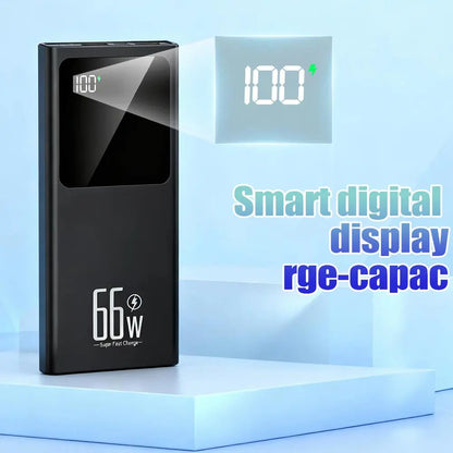 20000Mah 66W Fast Charging Power Bank PD 20W Portable Charger for Iphone Samsung Android - Black