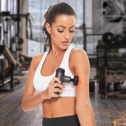 HEYCHY Mini Massage Gun with Heat, Deep Tissue Massage Gun, Portable Muscle Massager with 4 Massage Heads for Athletes