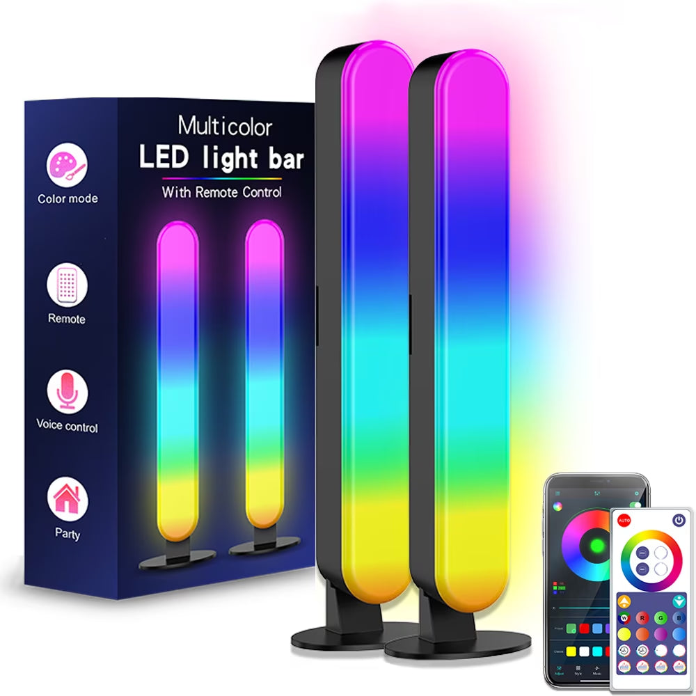 RGB Light Bar, Smart Music Sync RGBIC LED Lights Bars, USB Powered Ambient Lighting, Remote Control Color Changing Gaming TV Backlight, 15 Dynamic Modes for PC Room Monitor Desk