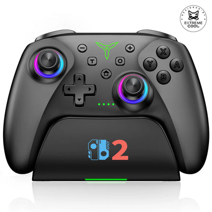 ESYWEN Switch 2 Pro Controller, 1000Mah Battery, Wireless Bluetooth Controller with Hall Effect Joysticks & Triggers, for Switch2/Switch/Switch Oled/Switch Lite, with 7 Light Modes/Paddle/Turbo/Motion/Charging Dock