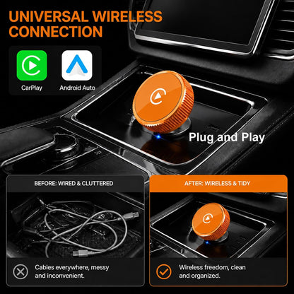 2-In-1 Wireless Carplay Adapter & Android Auto Adapter, USB-C Dongle | Converts Factory Wired Systems to Wireless with Easy Setup, Auto Reconnect, Stable Signal, and Tidy Cable-Free Driving