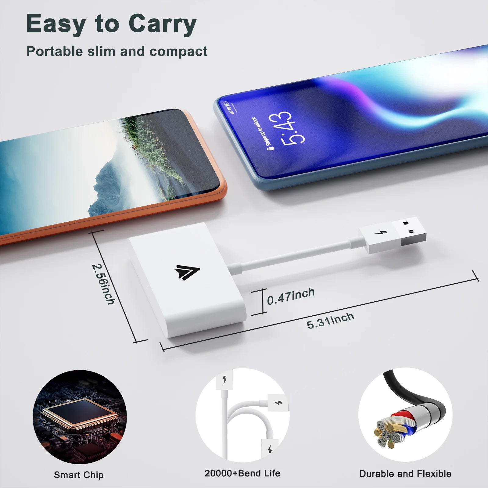 Android Auto Wireless Adapter Plug and Play Car Dongle for Factory Wired Android Auto in All Cars - Low Latency and Easy to Install