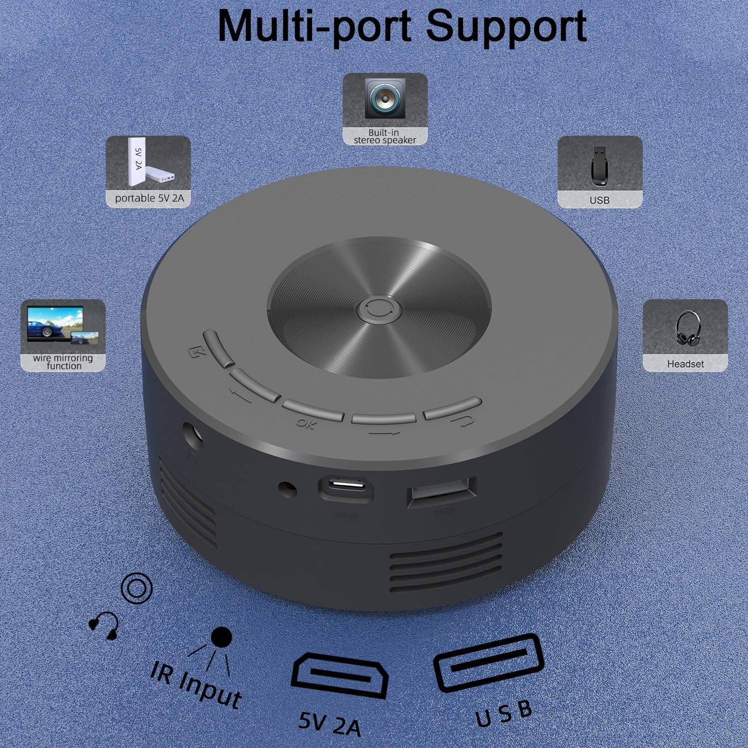 YT200 HD Home Theater LED Lighting Projector Portable Mini Projector, Mobile Home Theater