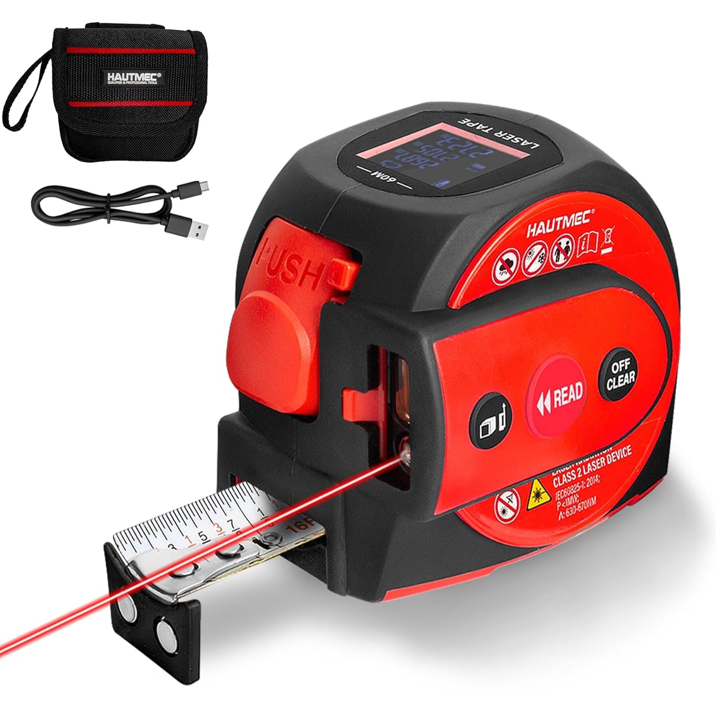 3-In-1 Laser Tape Measure, 197Ft Digital Tape Measure & 16Ft Measuring Tape with Fractions, Laser Measure with Level, Rechargeable Electronic Tape Measure for Construction Contractor