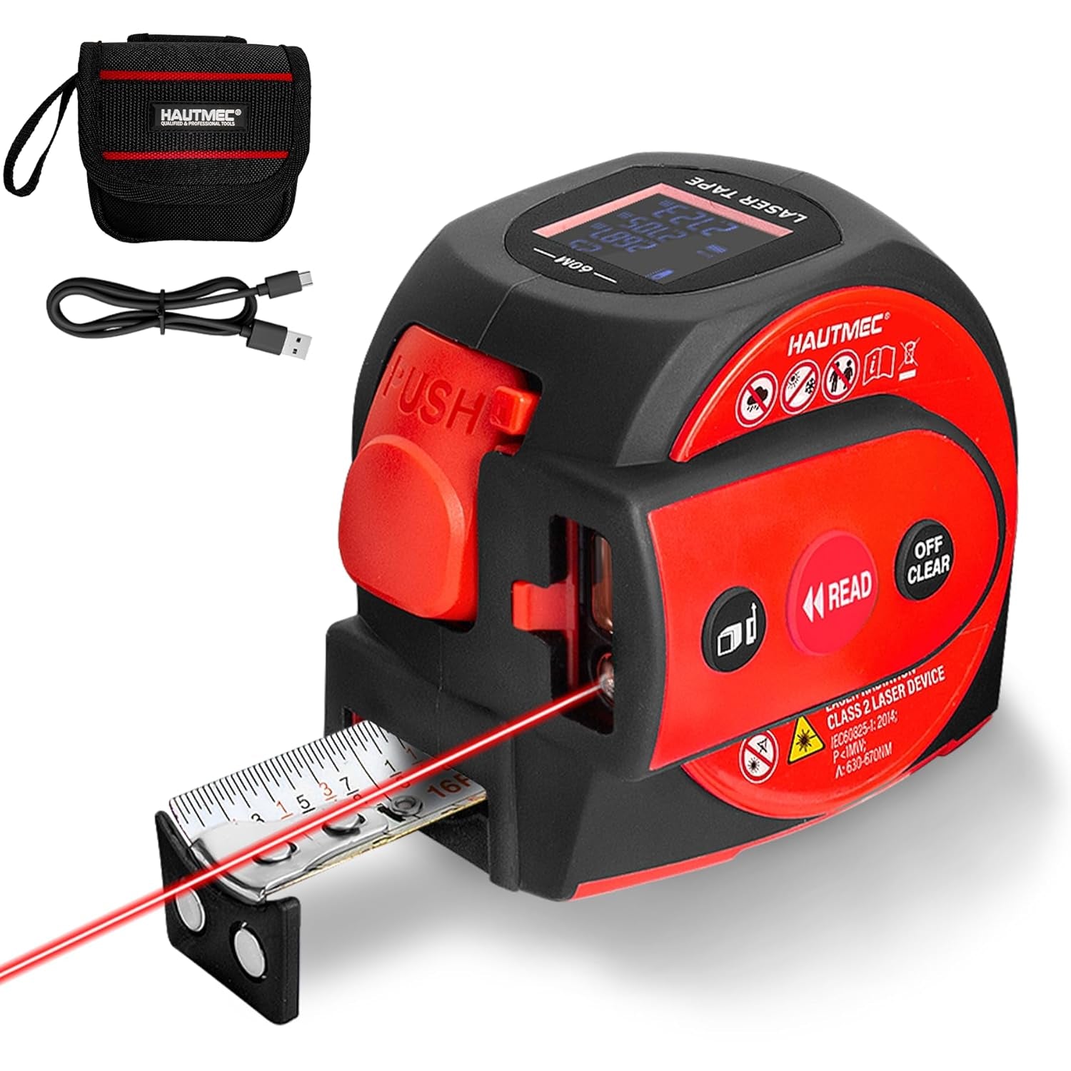 3-In-1 Laser Tape Measure, 197Ft Digital Tape Measure & 16Ft Measuring Tape with Fractions, Laser Measure with Level, Rechargeable Electronic Tape Measure for Construction Contractor