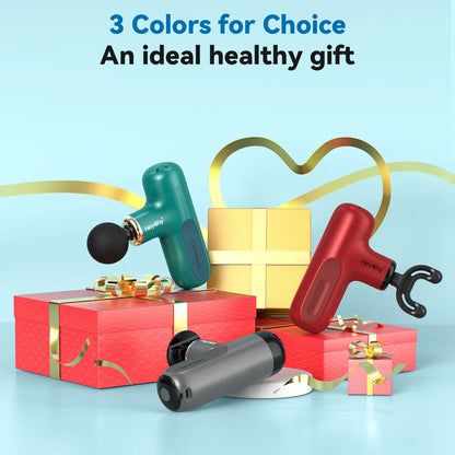 HEYCHY Mini Massage Gun with Heat, Deep Tissue Massage Gun, Portable Muscle Massager with 4 Massage Heads for Athletes