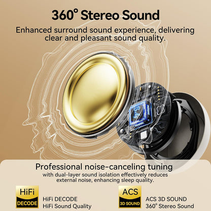 Sleep Earbuds, Sleep Headphones for Side Sleepers, Mini Bluetooth 5.4 Wireless Earbuds, Ultra-Soft Silicone Invisible Earphones for Sleeping, Noise Cancelling Earbuds with Long Battery Life (White)