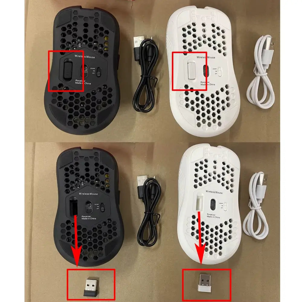 2.4G Wireless Mouse with RGB Backlit 6-Button 3-Speed DPI Type C Rechargeable Ergonomic Honeycomb Design Gaming Mouse SZKOSTON