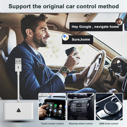 Android Auto Wireless Adapter Plug and Play Car Dongle for Factory Wired Android Auto in All Cars - Low Latency and Easy to Install