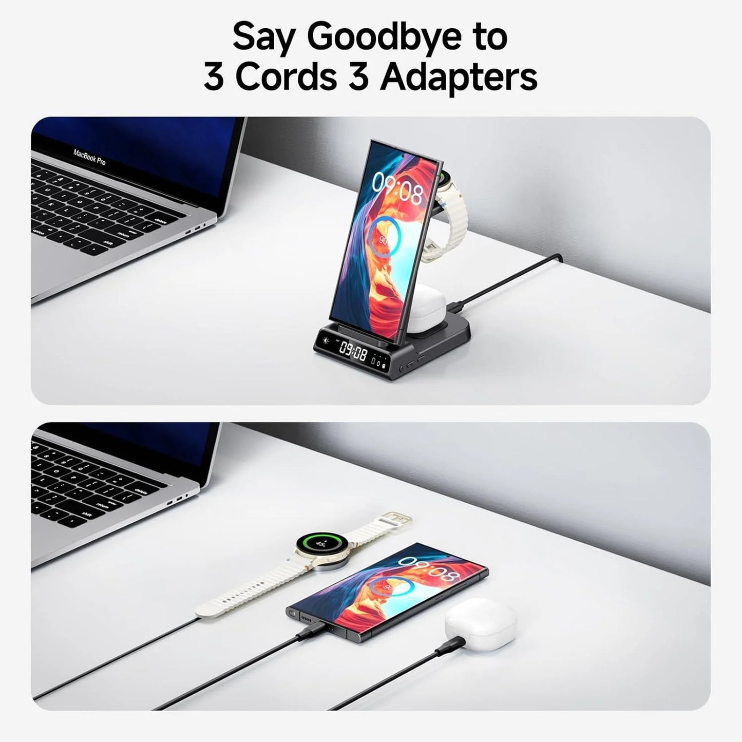 3-In-1 Wireless Charging Station for Samsung, Wireless Charger for Samsung Galaxy Watch, Galaxy Buds