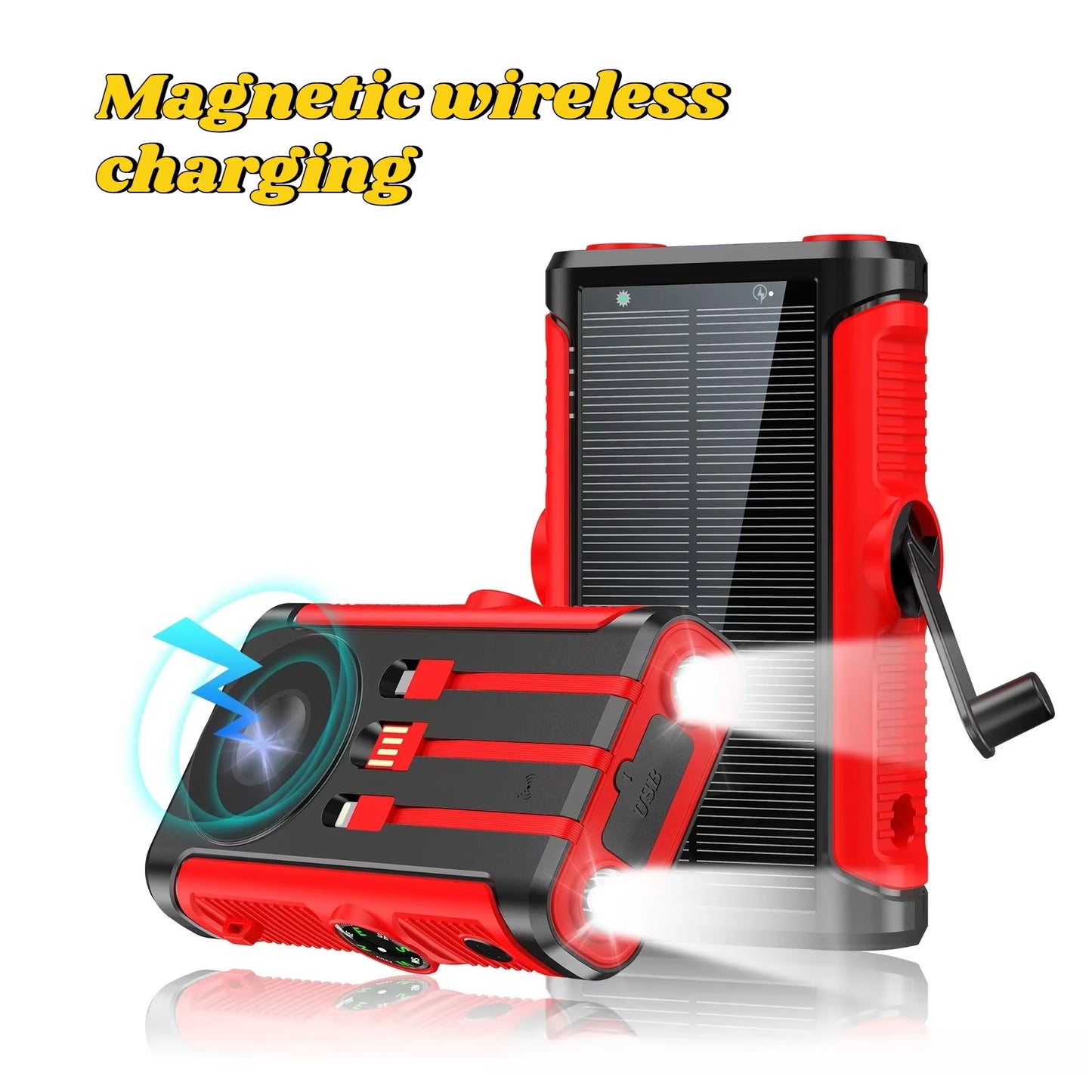 50000Mah Solar Power Bank 22.5W Magnetic Wireless Charging Camping Powerbank with Cables External Battery for Iphone Magsafe