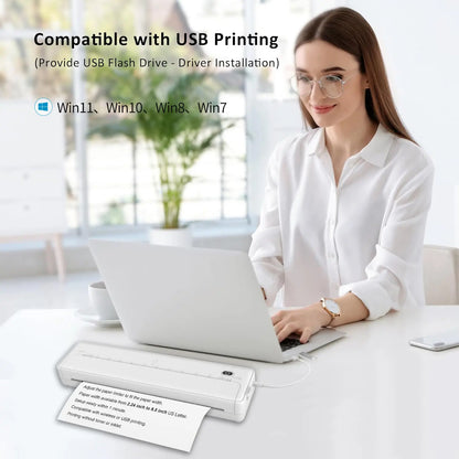 JOYYE Portable Printer, Portable A4, Mini Printer & Cartoon Sticker, Portable Thermal Printer, Travel, Mobile Office, School