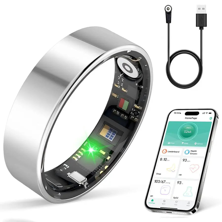 Smart Ring with Ultra-Narrow Bezel Design, Stylish Waterproof Wearable, 24/7 Health Monitoring, Heart Rate, Sleep and Activity Tracking, Multiple Sizes Available