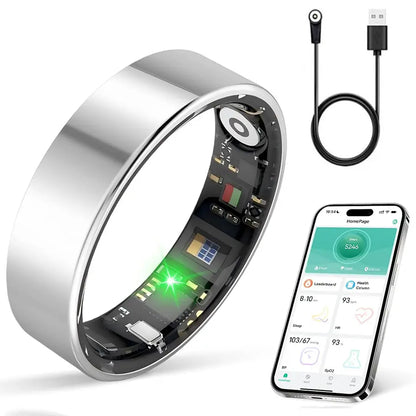 Smart Ring with Ultra-Narrow Bezel Design, Stylish Waterproof Wearable, 24/7 Health Monitoring, Heart Rate, Sleep and Activity Tracking, Multiple Sizes Available