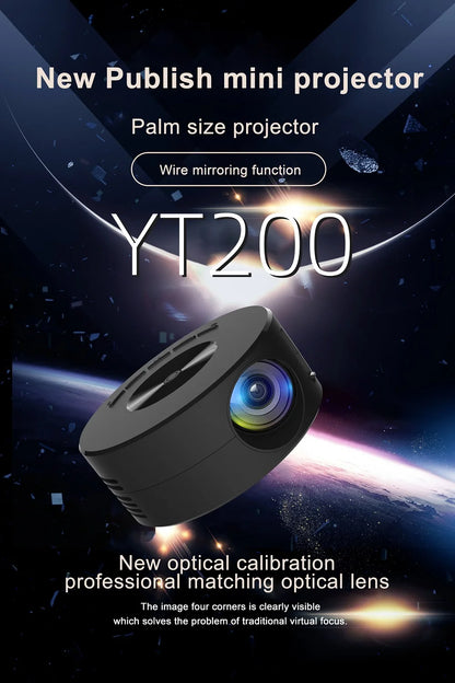 YT200 HD Home Theater LED Lighting Projector Portable Mini Projector, Mobile Home Theater