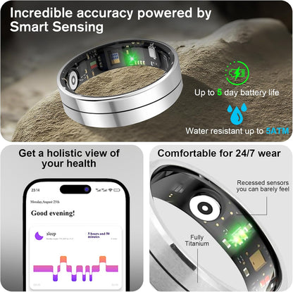 -X1 Smart Health Ring,Heart Rate-Nighttime Sleep Monitoring-5Atm Waterproof Exercise Recording Fitness Tracker-No Subscription Fee 8#