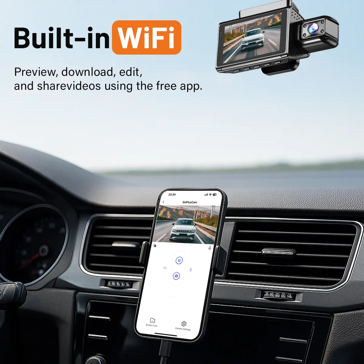 Dual Dash Cam Front and Inside,5G Wifi Car Camera with 64GB Card, 1080P ,Super Night Vision Dashboard Camera App Control