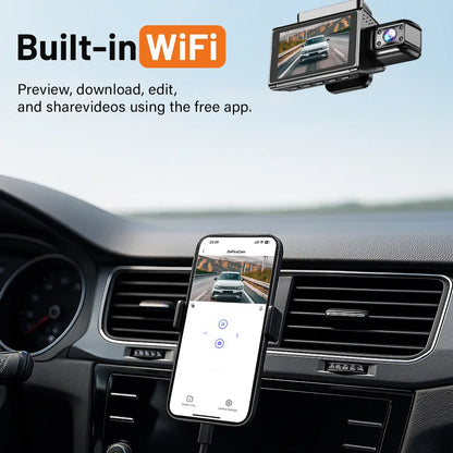 Dual Dash Cam Front and Inside,5G Wifi Car Camera with 64GB Card, 1080P ,Super Night Vision Dashboard Camera App Control