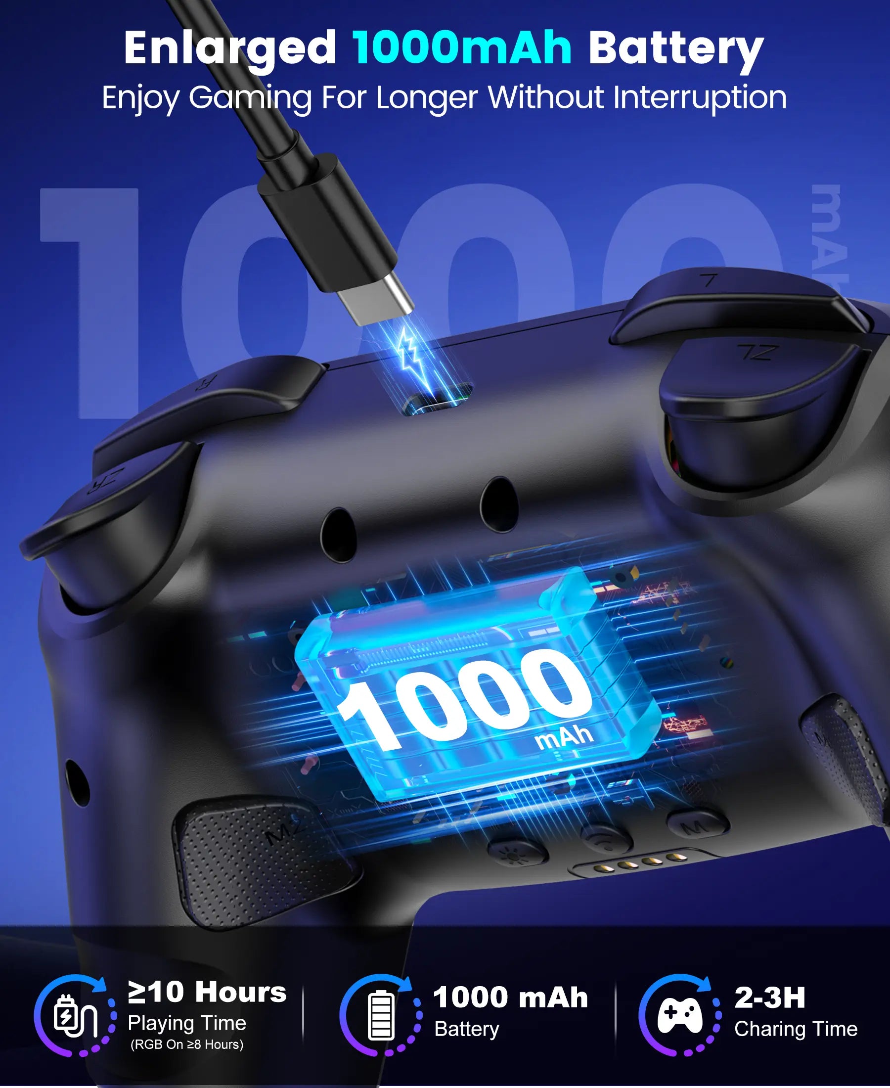 ESYWEN Switch 2 Pro Controller, 1000Mah Battery, Wireless Bluetooth Controller with Hall Effect Joysticks & Triggers, for Switch2/Switch/Switch Oled/Switch Lite, with 7 Light Modes/Paddle/Turbo/Motion/Charging Dock