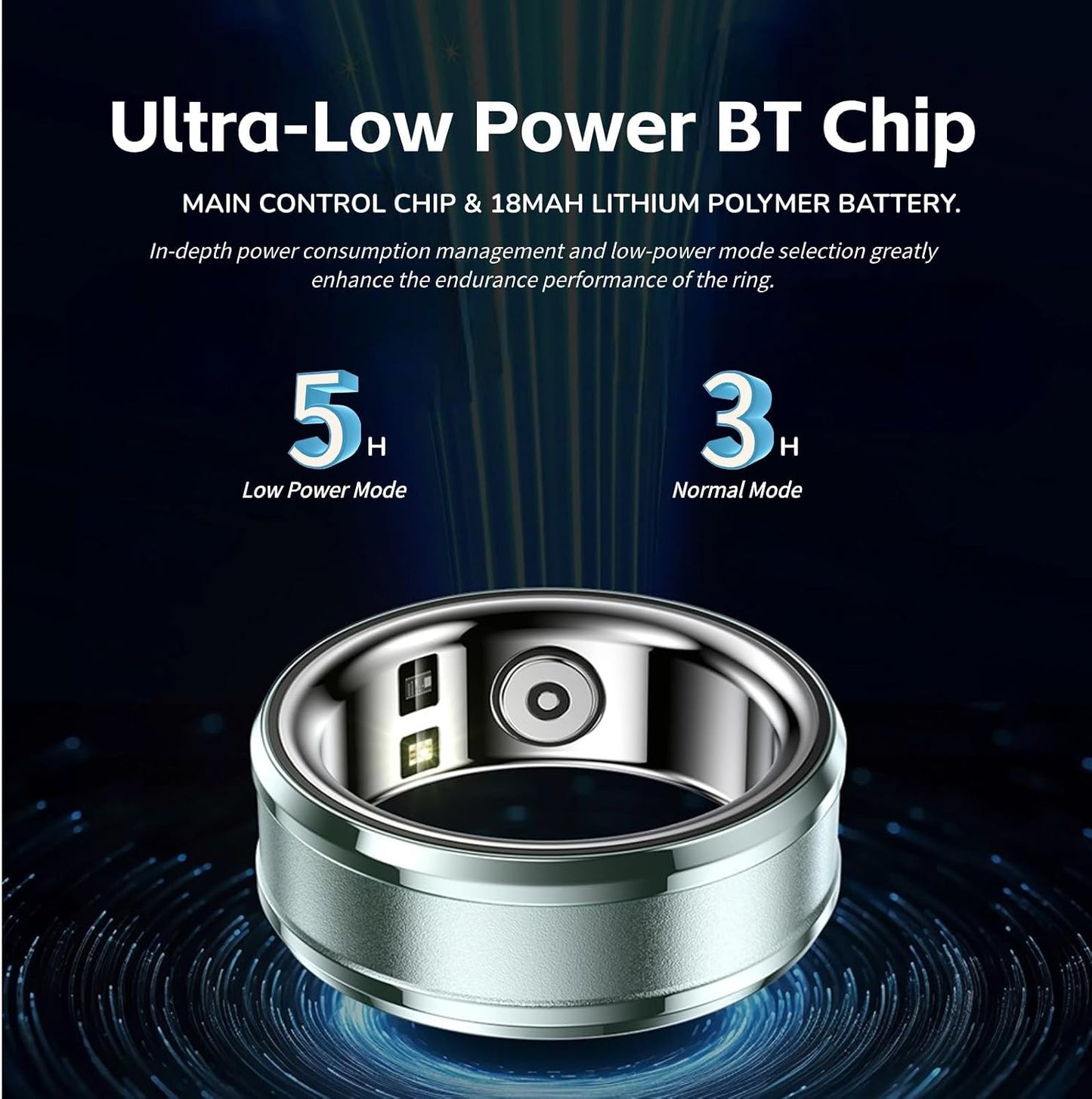 Smart Health Ring Tracker BT 5.1 Sleep Monitor Body Temperature Step Counter IP68 Waterproof Fitness Ring for Men Women