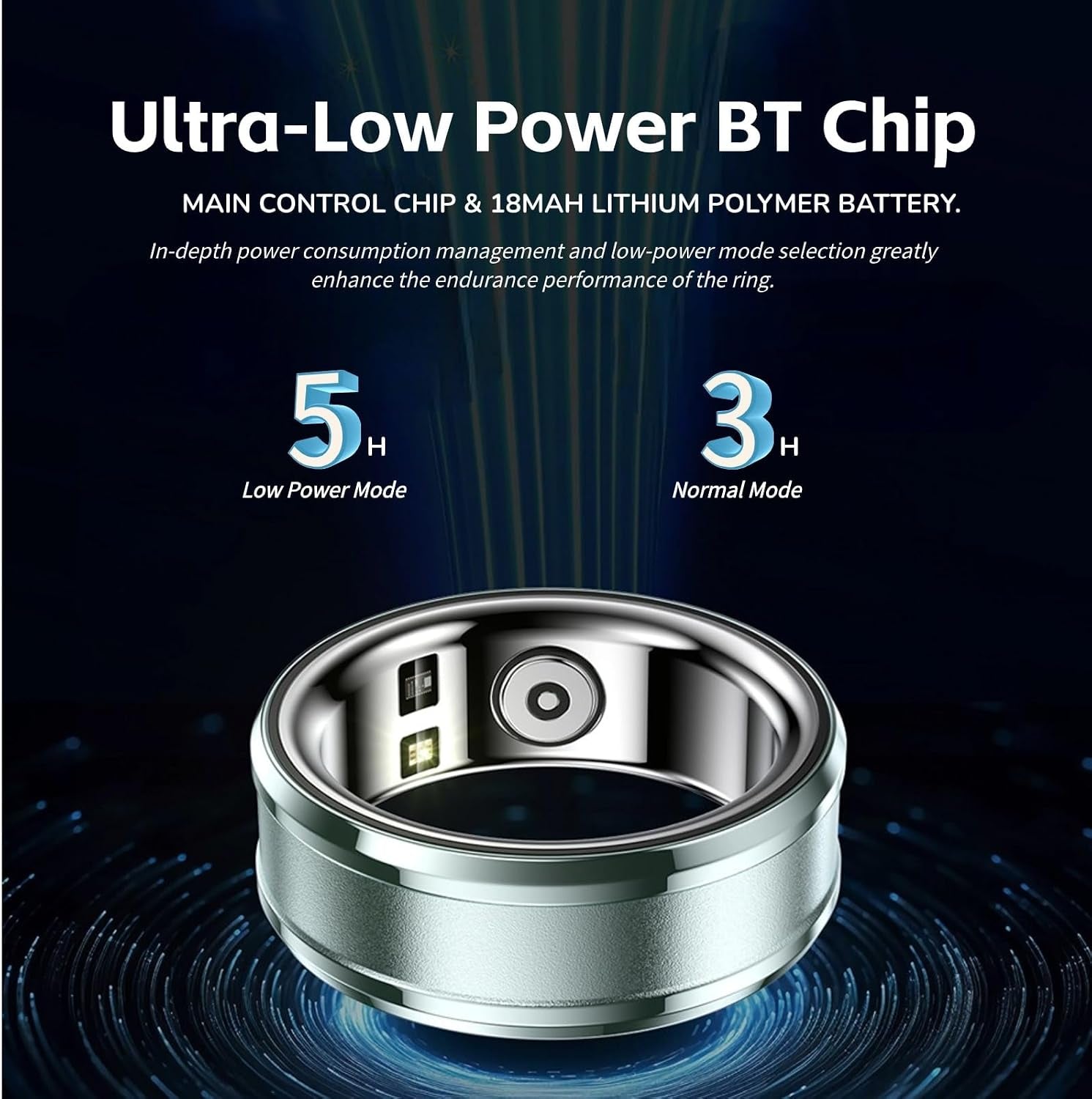 Smart Health Ring Tracker BT 5.1 Sleep Monitor Body Temperature Step Counter IP68 Waterproof Fitness Ring for Men Women