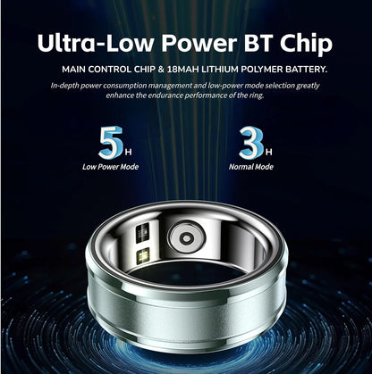 Smart Health Ring Tracker BT 5.1 Sleep Monitor Body Temperature Step Counter IP68 Waterproof Fitness Ring for Men Women