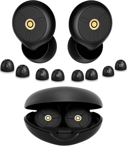 Noise Cancelling Ear Plugs for Sleeping, Travel & Work - 50Db Reusable Silicone Earplugs with 8 Soft Ear Tips, Snore Stopper & Portable Case - Airplane Essentials, Concerts, Focus(Black)