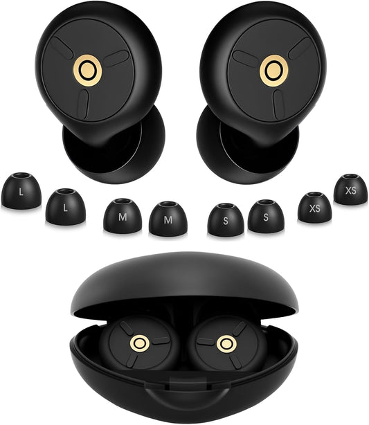 Noise Cancelling Ear Plugs for Sleeping, Travel & Work - 50Db Reusable Silicone Earplugs with 8 Soft Ear Tips, Snore Stopper & Portable Case - Airplane Essentials, Concerts, Focus(Black)
