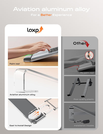Acrylic Laptop Stand for Desk, Laptop Stand with Wrist Support | Removable Notebook Stand Ventilated Cooling Computer Riser Ergonomic Acrylic Lectern Mount Compatible with 10-17” Laptops