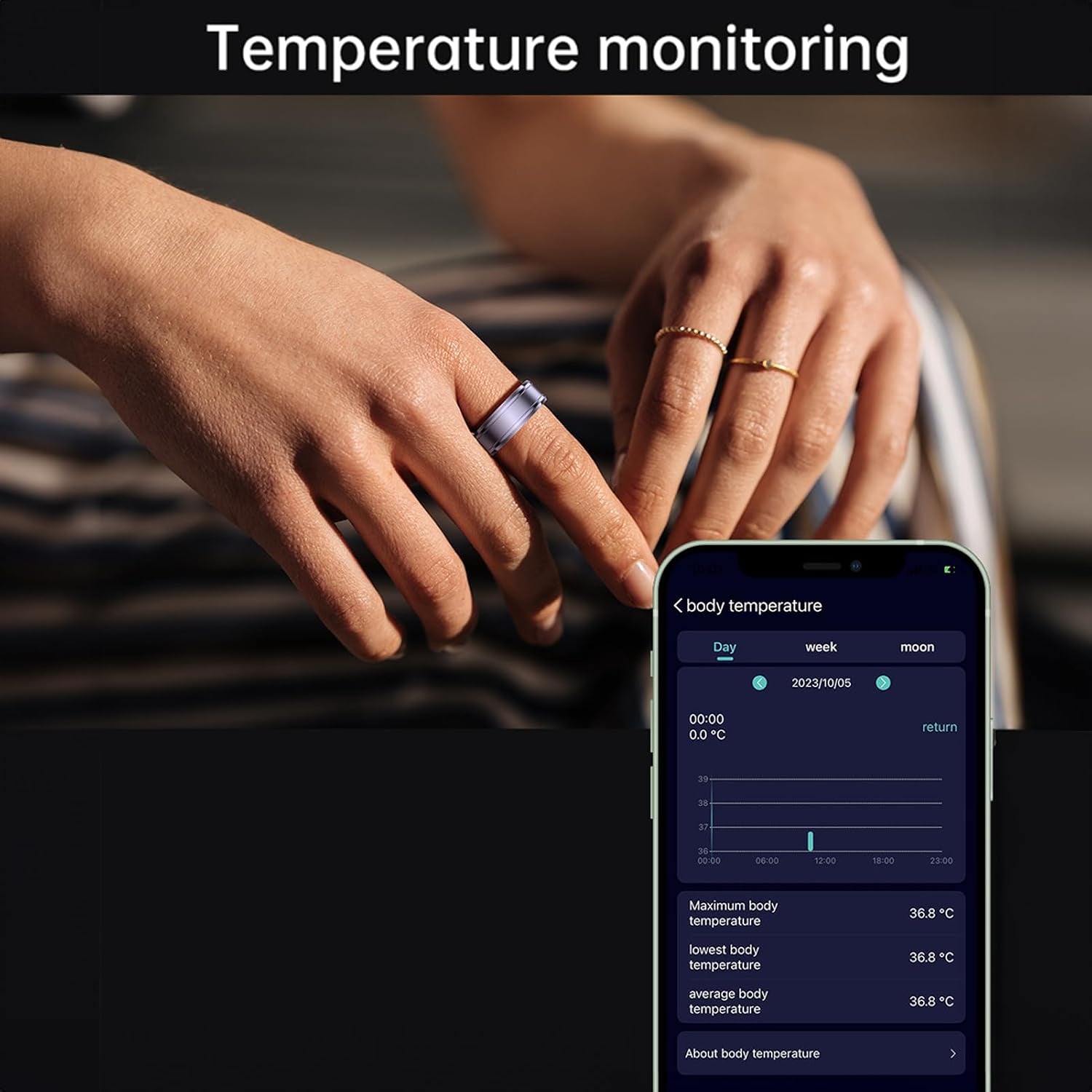 Smart Rings for Men & Women, NFC Fitness Ring with Sleep Body Temperature Monitoring Step Counter Function, IP68 Electronic Gadgets for Video Scrolling Page Flipping (23)