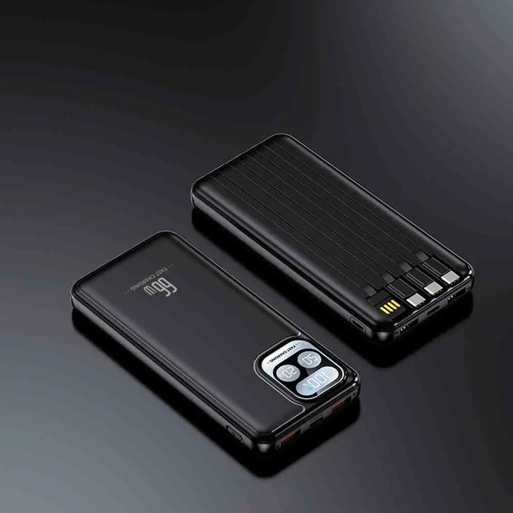 20000Mah 66W Fast Charging Power Bank PD 20W Portable Charger for Iphone Samsung Android - Black
