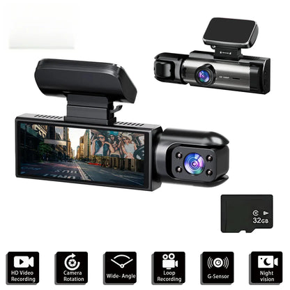 Full HD 1080P Dual Camera Dash Cam 3.16 Inch IPS Screen Car Driving Recorder with IR Night Vision G Sensor Loop Recording Parking Monitor Wide Angle Lens Accident Evidence Car Camera 4K Dashcam for Safety 24 Hour Parking Mode Car Accessories Electronics C