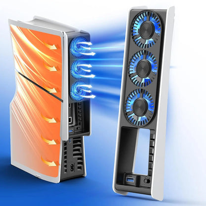 Huijukeji Cooling Fan for PS5 Slim Console, Auto Power On/Off Cooler Fan Accessorie with 2 Speed Fans USB 3.0 Port for Playstation 5 Slim Digital & Discs Edition(Not for PS5/PS5 Pro)