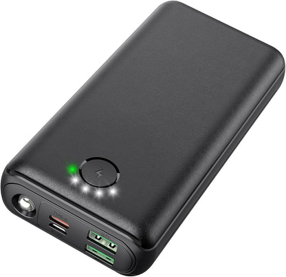 Portable Charger Power Bank 30000Mah USB C 22.5W Fast Charging Black | External Battery Pack PD QC4.0 with Flashlight 3 Outputs & 2 Inputs Battery Bank for Iphone Samsung Galaxy Ipad Etc