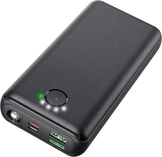 Portable Charger Power Bank 30000Mah USB C 22.5W Fast Charging Black | External Battery Pack PD QC4.0 with Flashlight 3 Outputs & 2 Inputs Battery Bank for Iphone Samsung Galaxy Ipad Etc