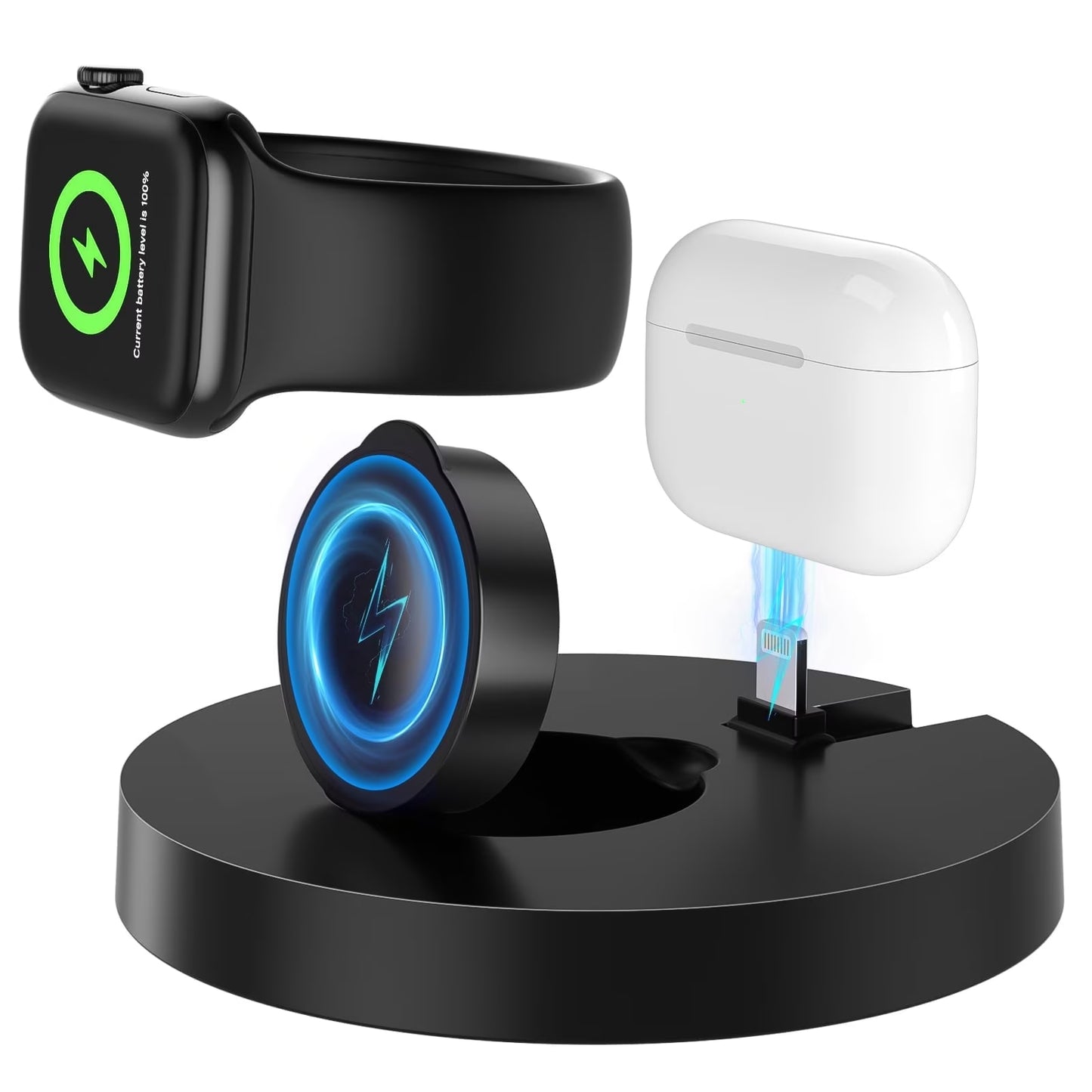 2 in 1 Wireless Charger,Travel Wireless Folding Charging Station,Compatible for Apple Watch Series 9/8/7/6/5/4/3/2/Ultra/Ultra 2, Airpods Pro 1/2/3/Pro, Travel Charger for Multple Devices