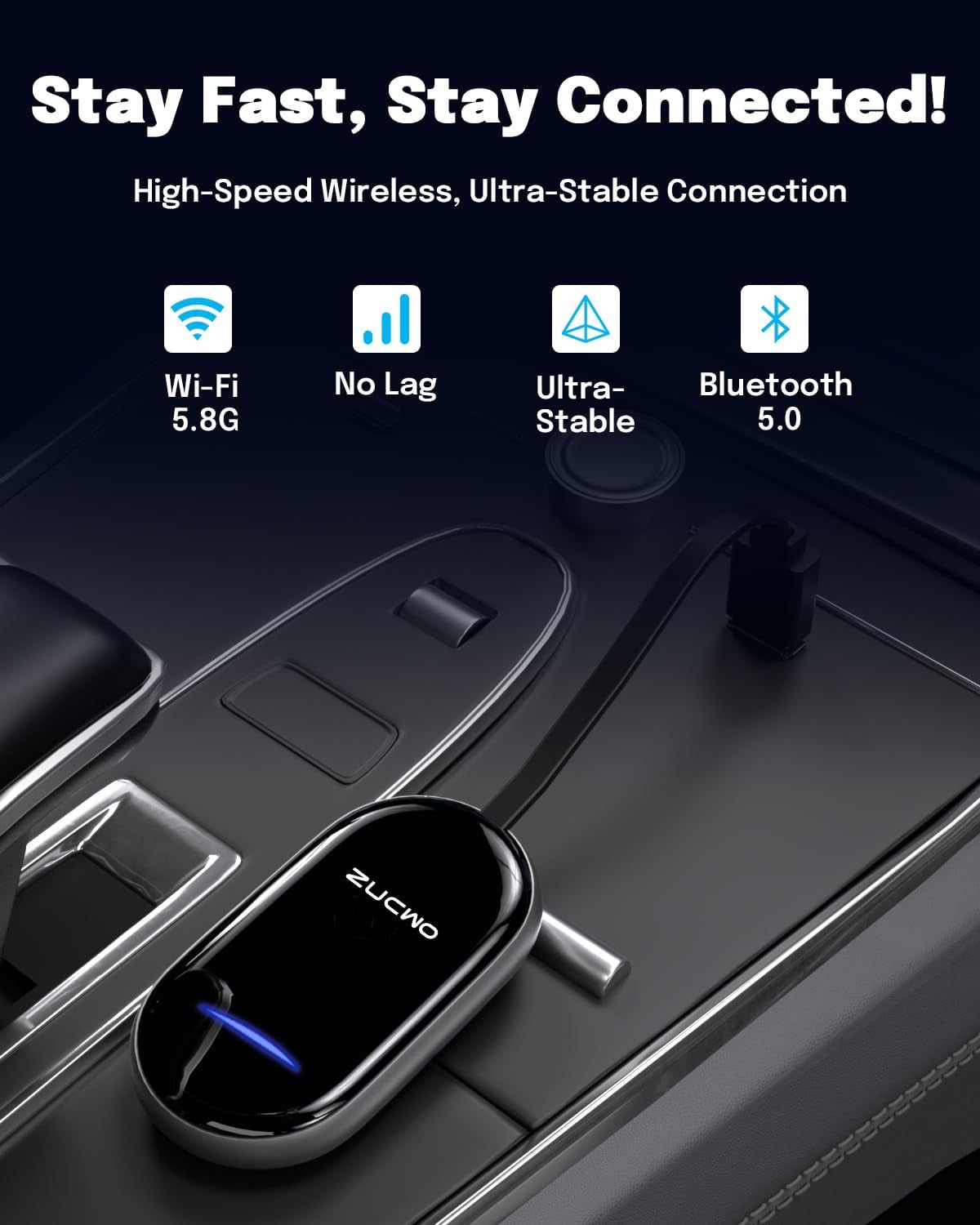 2-In-1 Wireless Carplay Adapter and Android Auto Adapter – Converts Wired to Wireless for Cars 2016+, Plug & Play, USB-A to USB-C for Ios10+/Android 11+