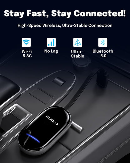 2-In-1 Wireless Carplay Adapter and Android Auto Adapter – Converts Wired to Wireless for Cars 2016+, Plug & Play, USB-A to USB-C for Ios10+/Android 11+