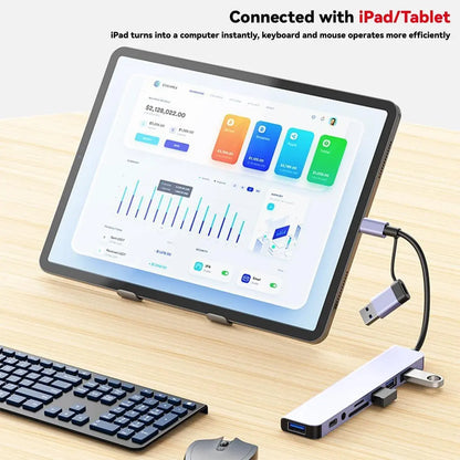 USB C Hub Docking Station 8-In-1 USB Extender with 4 USB Ports, TF/SD Card Reader, 3.5Mm Audio Jack & USB C Port, Dual USB-A/C Input for Macbook/Ipad/Pc/Laptops, Computer Accessories #Summervibes