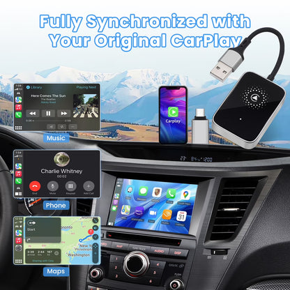 2 in 1 Wireless Carplay Adapter Upgraded, Wireless Carplay & Android Auto Adapter Converts Factory Wired Carplay to Wireless, Plug and Play Car Play Wireless Adapter, Compatible /Android