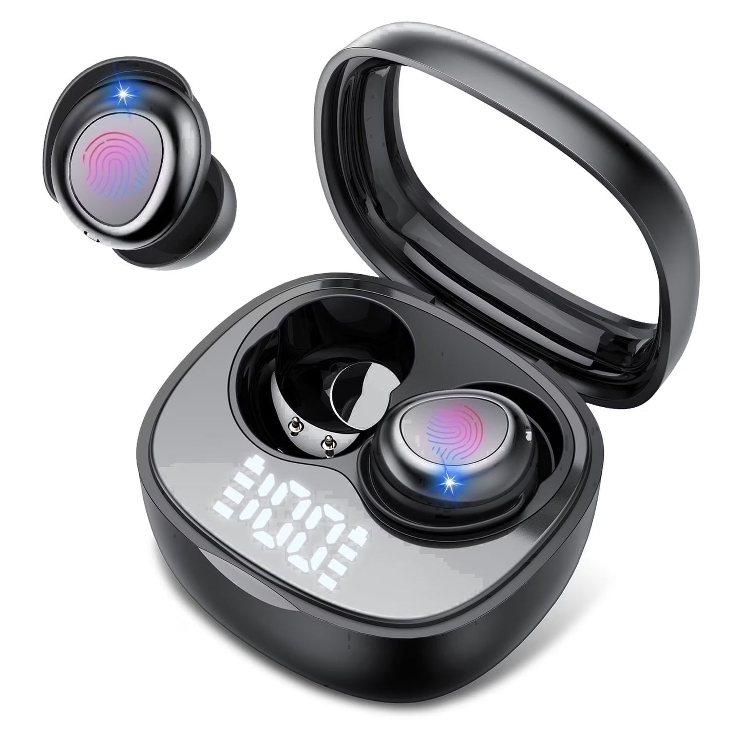 Sleep Ear Buds, Bluetooth 5.4 Ultra-Mini Sleep Earbuds for Side Sleepers, Hi-Fi Stereo 3D Bass Noise Cancelling Wireless Headphones, 53H Playtime with IP7 Waterproof LED Earphones, USB C