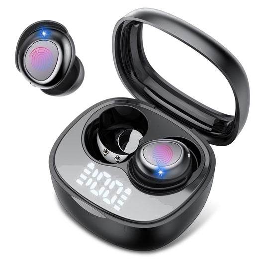 Sleep Ear Buds, Bluetooth 5.4 Ultra-Mini Sleep Earbuds for Side Sleepers, Hi-Fi Stereo 3D Bass Noise Cancelling Wireless Headphones, 53H Playtime with IP7 Waterproof LED Earphones, USB C