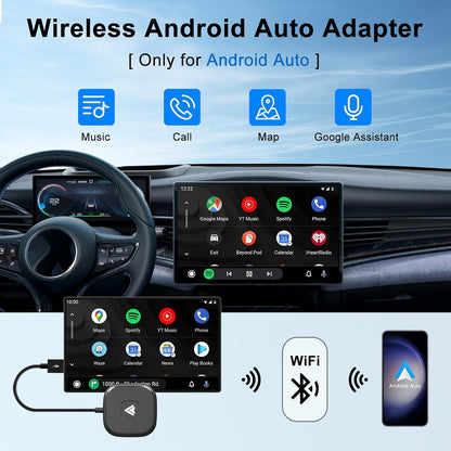 Android Auto Wireless Adapter for Wired Android Auto Cars | Converts Wired to Wireless, Easy Setup Plug & Play, Seamless Connection, Stable and Fast