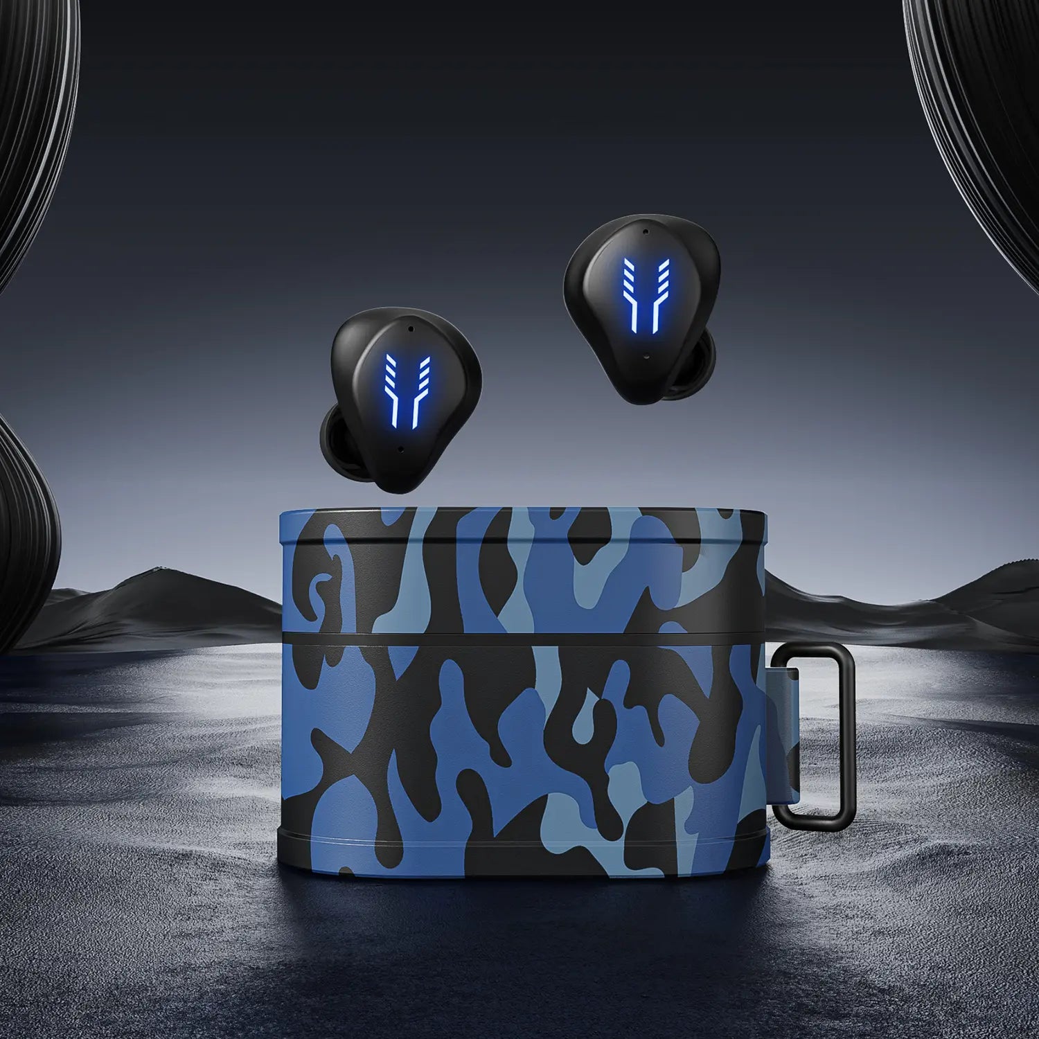 Mini Bluetooth Portable True Wireless Earbuds Modern Camo Audio Game Earphones Charging Case